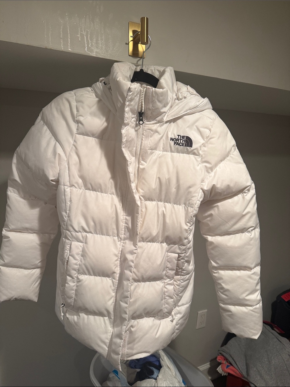The North Face Kids White Hooded Puffer Jacket